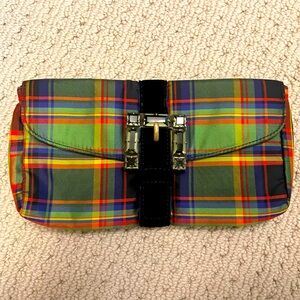 J. Crew Plaid Clutch with Velvet Accent